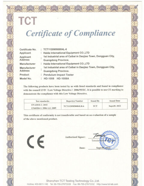LA CHINE Guangdong Haida Equipment Co., Ltd. certifications